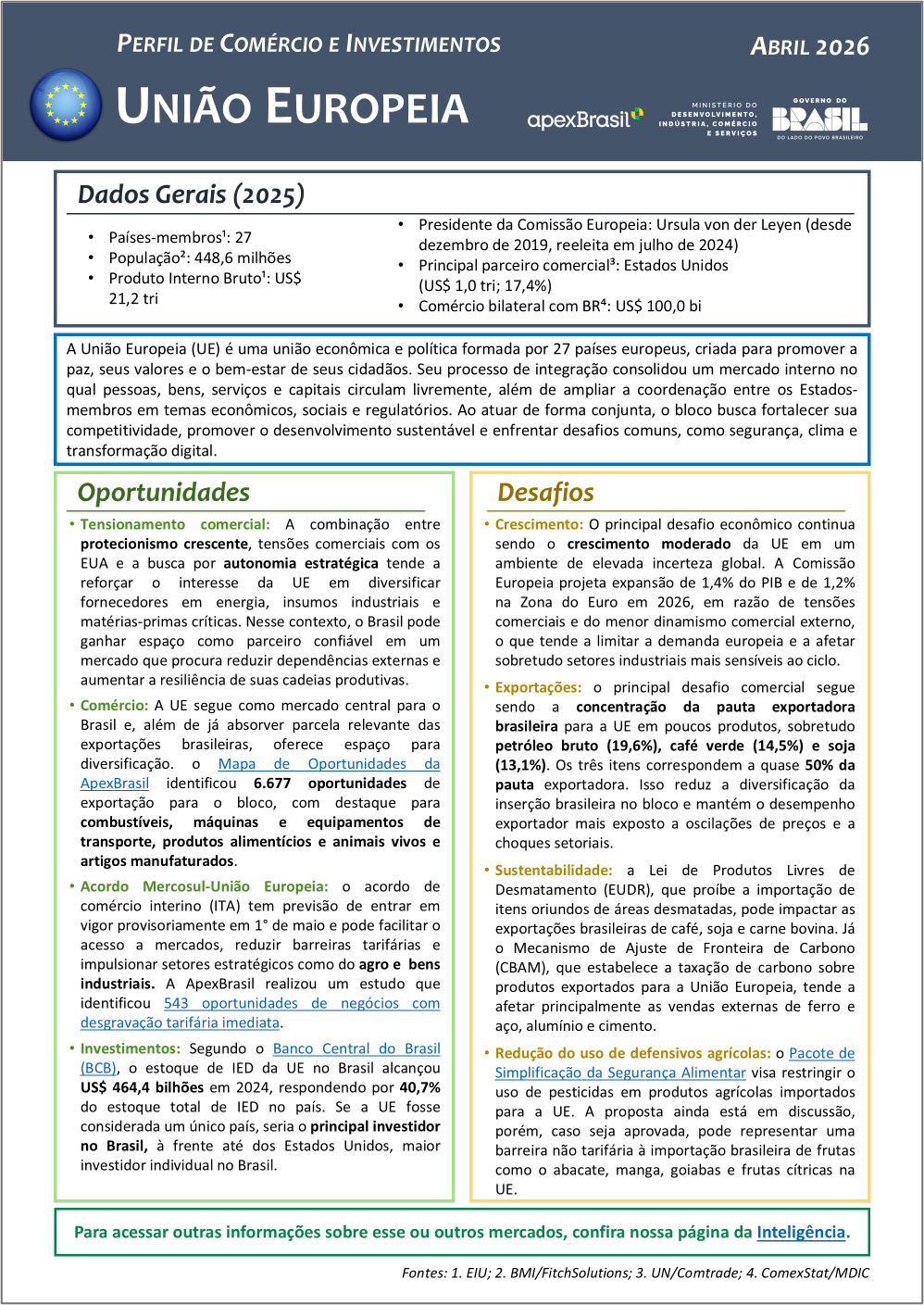PERFIL DE COMÉRCIO E INVESTIMENTOS - UNIÃO EUROPEIA - 2026