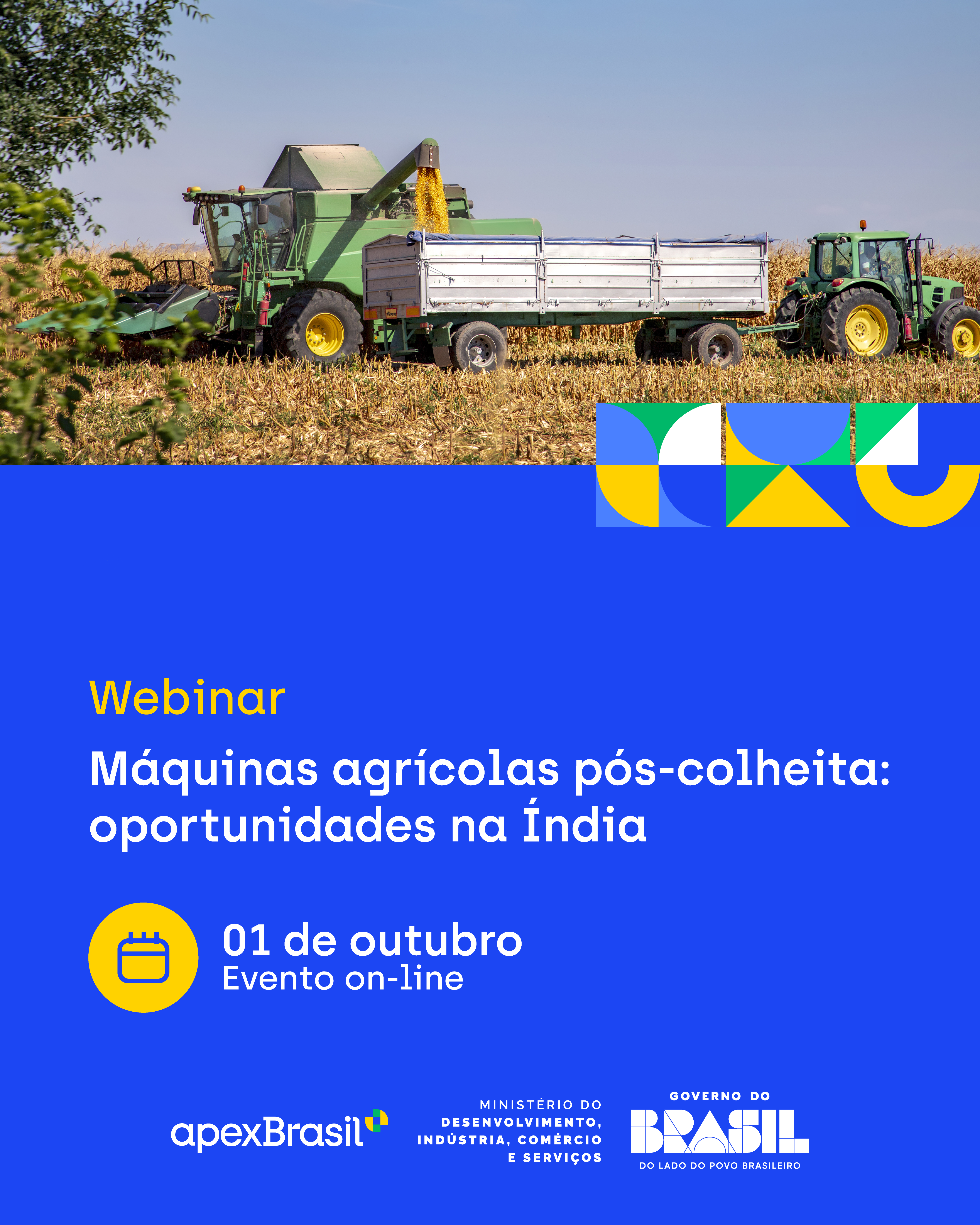 ApexBrasil promove seminário sobre oportunidades no mercado indiano de máquinas pós-colheita