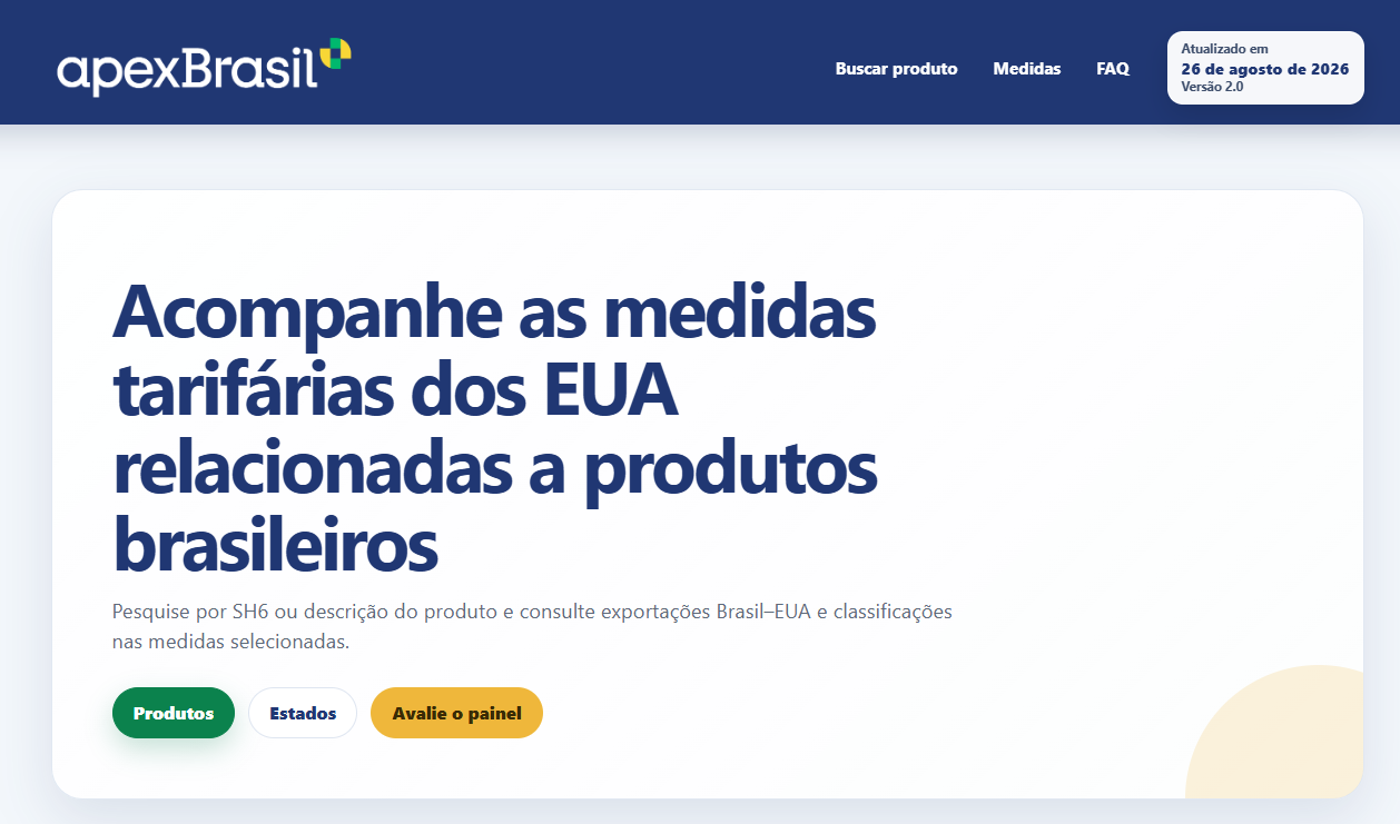 Painel de Medidas Tarifárias dos EUA é atualizado com dados de exportação por estado
