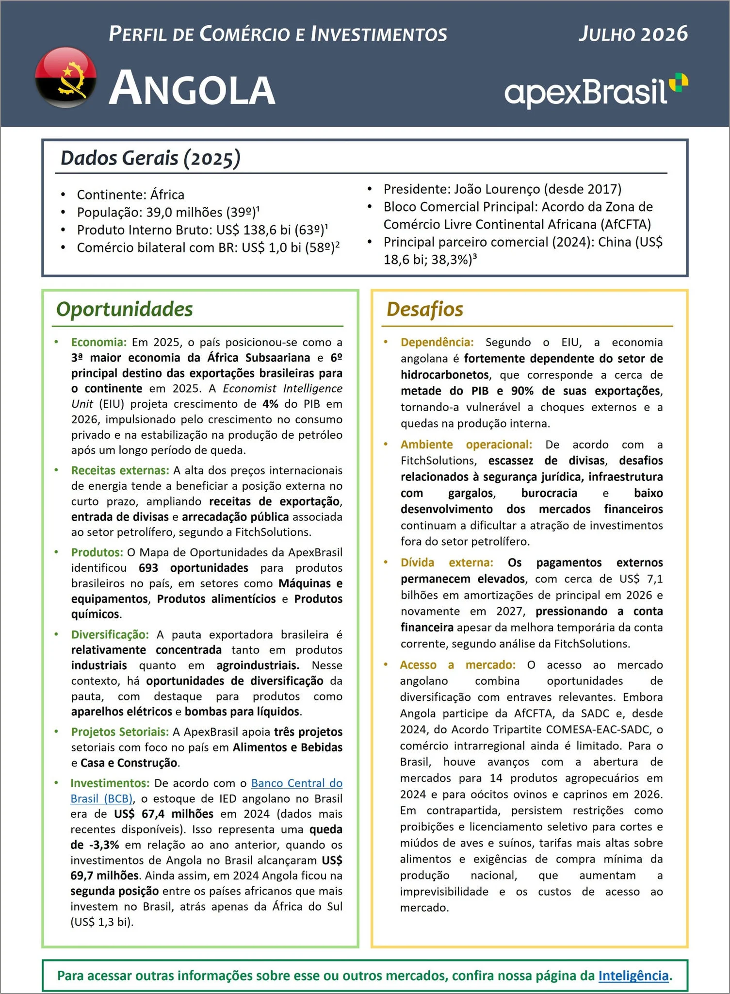 PERFIL DE COMÉRCIO E INVESTIMENTOS - ANGOLA - 2026