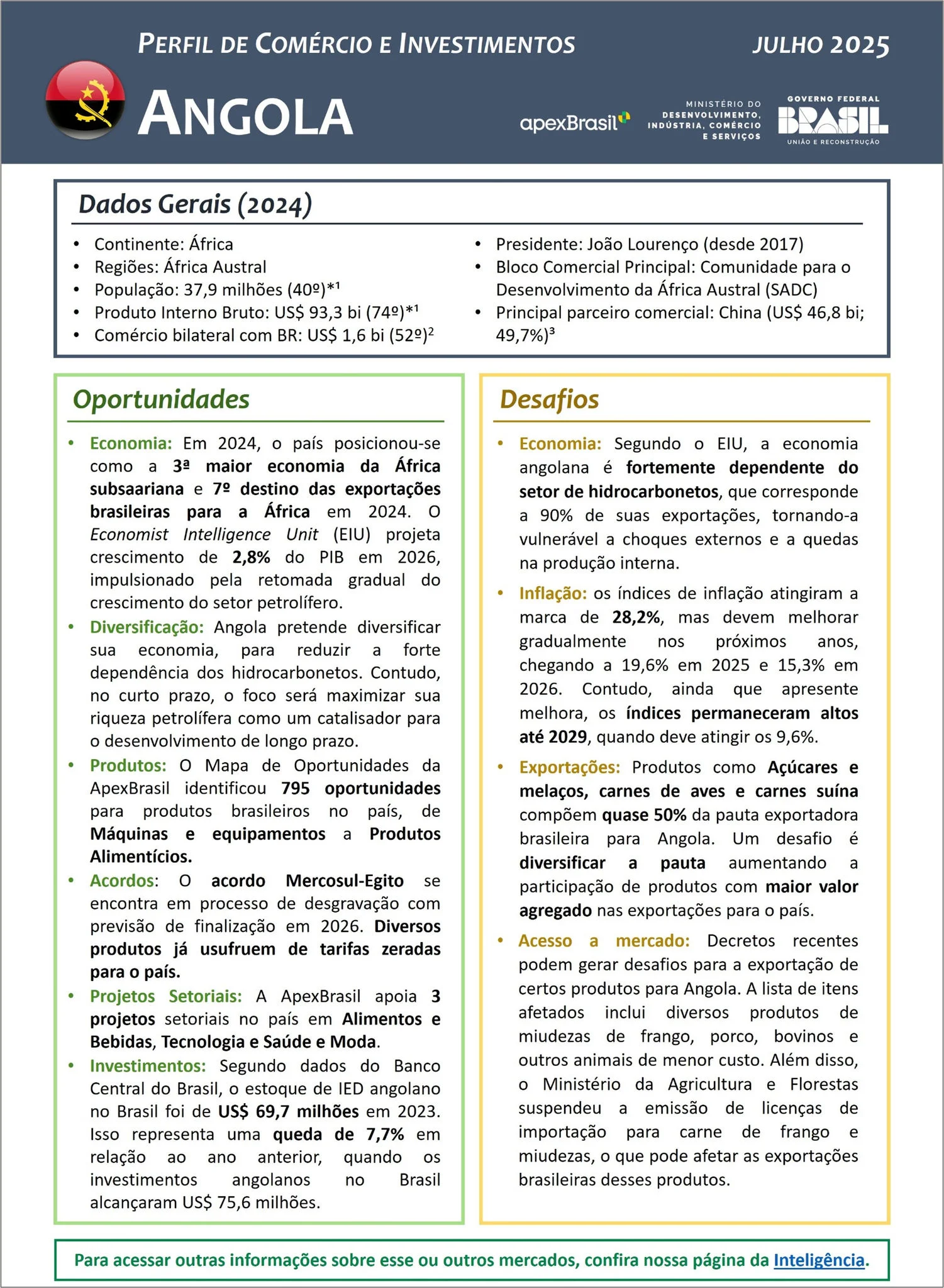 PERFIL DE COMÉRCIO E INVESTIMENTOS - ANGOLA - 2025