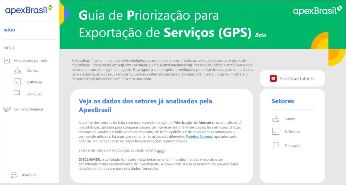 GUIA DE PRIORIZAÇÃO PARA EXPORTAÇÃO DE SERVIÇOS - GPS