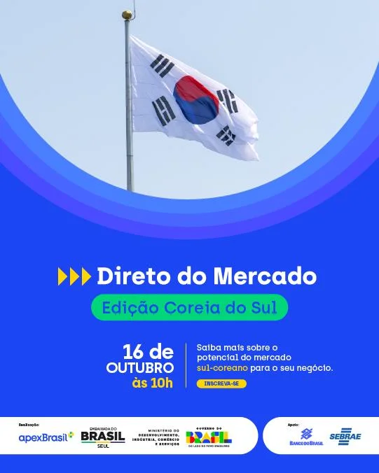 Webinar Direto do Mercado trará o potencial do mercado da Coréia do Sul. 