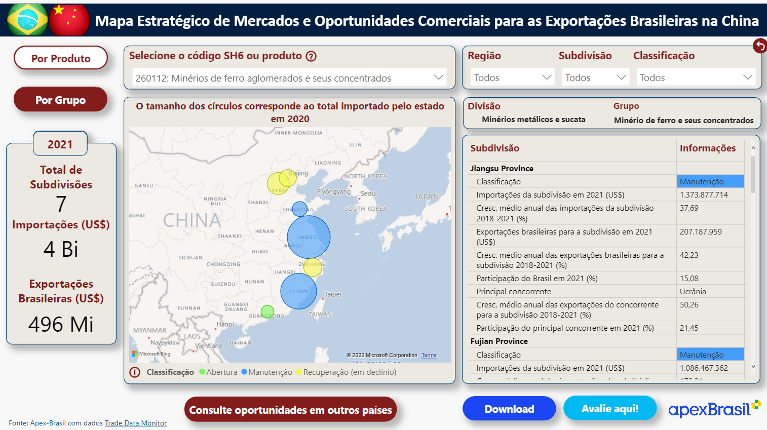 MAPA DE OPORTUNIDADES DE EXPORTAÇÕES BRASILEIRAS PARA A CHINA