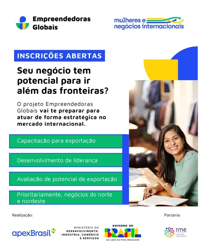 ApexBrasil e Rede Mulher Empreendedora lançam projeto para preparar mulheres para exportação