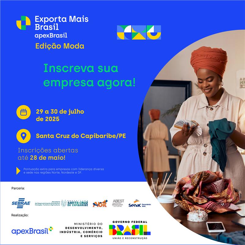Inscreva-se: Exporta Mais Brasil Edição Moda acontece no Agreste Pernambucano