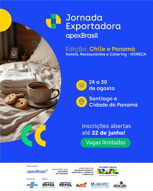 Jornada Exportadora Edição Hotéis, Restaurantes e Catering (HORECA) está com inscrições abertas 