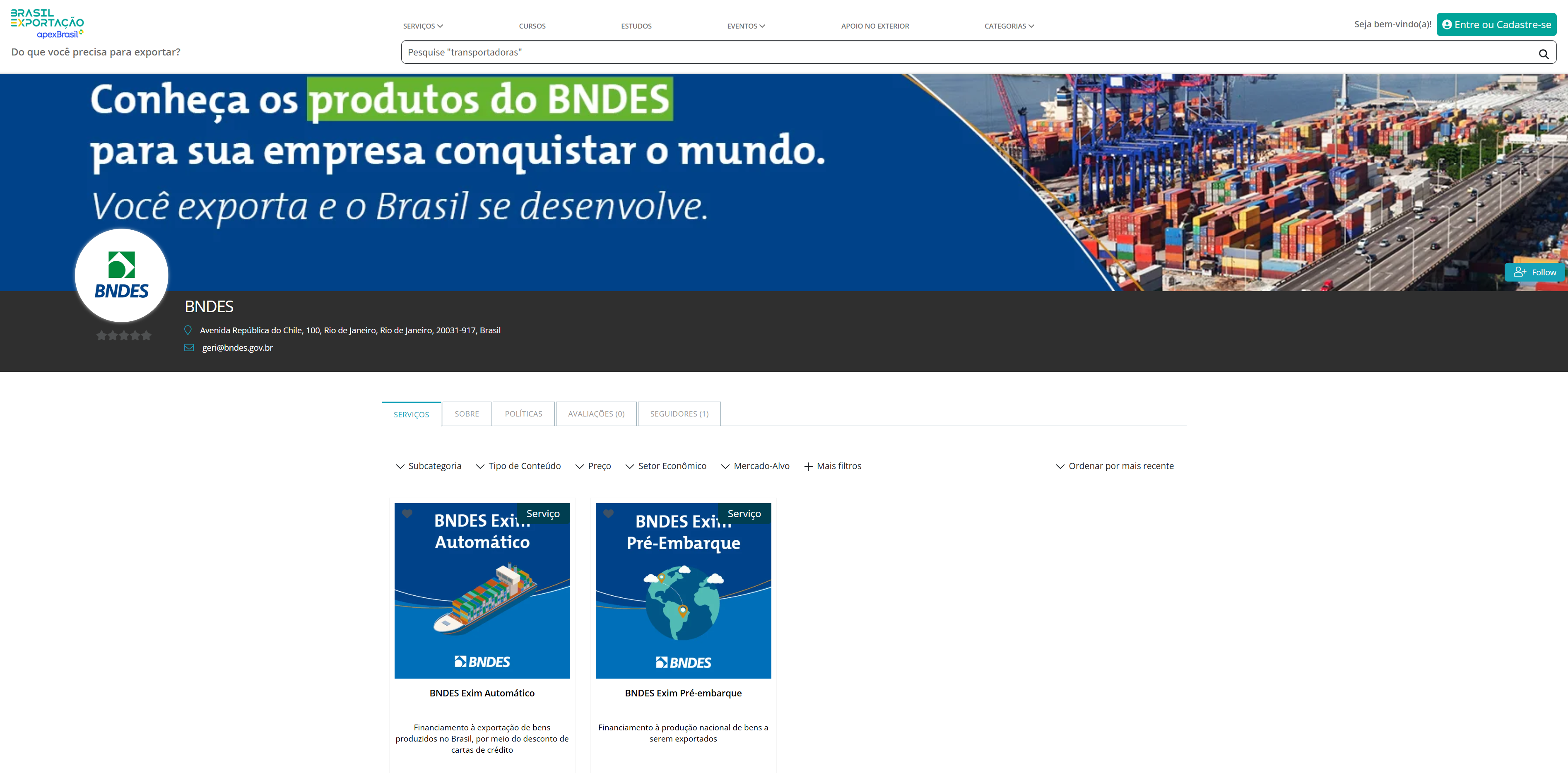 ApexBrasil e BNDES disponibilizam serviços de crédito para comércio exterior na Plataforma Brasil Exportação 