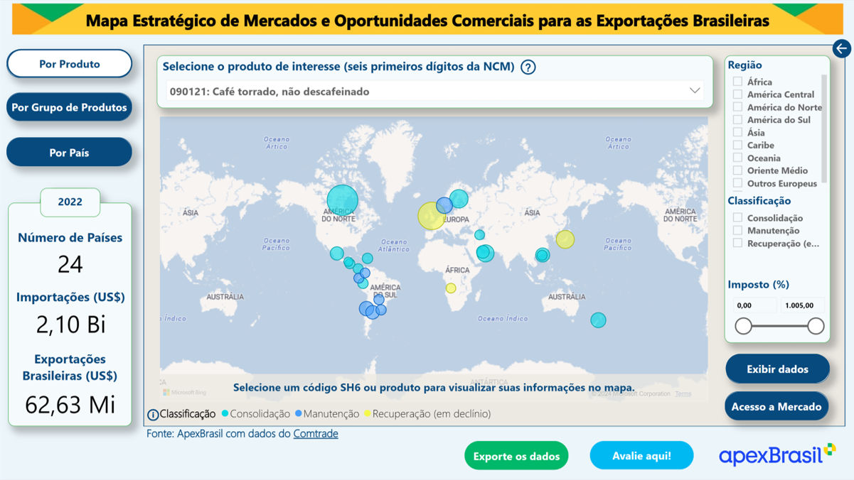MAPA DE OPORTUNIDADES DE EXPORTAÇÕES BRASILEIRAS PARA O MUNDO