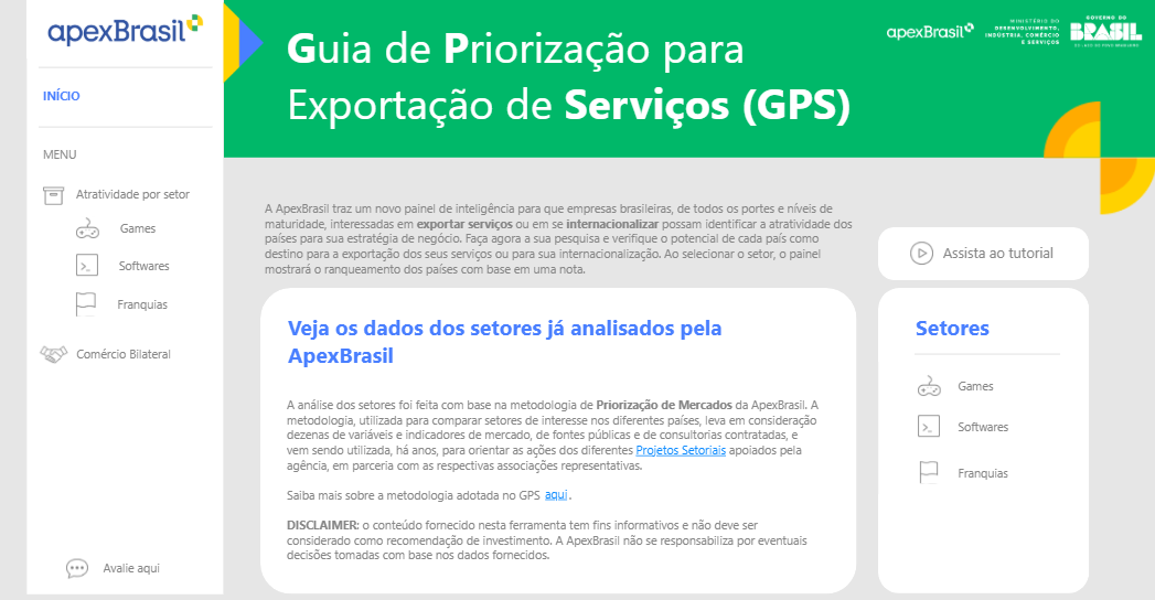 GUIA DE PRIORIZAÇÃO PARA EXPORTAÇÃO DE SERVIÇOS - GPS